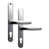 AS11908 - Asec Polished Silver Espagnolette Handles - 68mm Centres - 210mm Screw Centres - 240mm Backplate