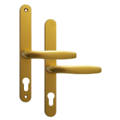 AS11909 - Asec Polished Gold Espagnolette Handles - 68mm Centres - 210mm Screw Centres - 240mm Backplate