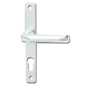 L13088 - Hoppe White Espagnolette Handles - 70mm Centres - 180mm Screw Centres - 205mm Backplate