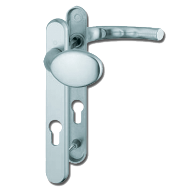 Click Here To Enlarge This Photo Of L15779 - Hoppe Silver Espagnolette Handles R/H - 92mm Centres - 122mm Screw Centres - 220mm Backplate