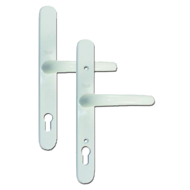 Click Here To Enlarge This Photo Of L17788 - Yale White Espagnolette Handles R/H - 92mm Centres - Adjustable Screw Centres - 270mm Backplate