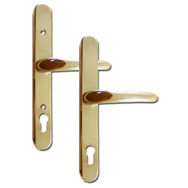 Click Here To Enlarge This Photo Of L17790 - Yale Gold Espagnolette Handles R/H - 92mm Centres - Adjustable Screw Centres - 270mm Backplate