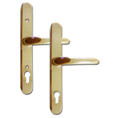 L17790 - Yale Gold Espagnolette Handles R/H - 92mm Centres - Adjustable Screw Centres - 270mm Backplate