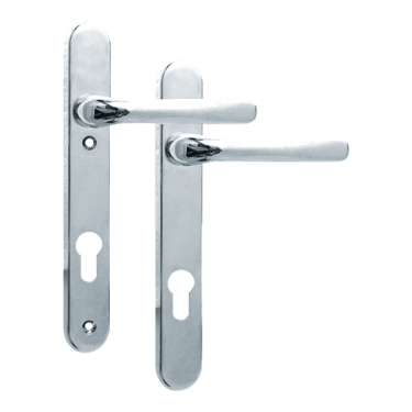 Click Here To Enlarge This Photo Of L18414 - Avocet Polished Chrome Espagnolette Handles - 92mm Centres - 122mm Screw Centres - 237mm Backplate