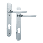 L18414 - Avocet Polished Chrome Espagnolette Handles - 92mm Centres - 122mm Screw Centres - 237mm Backplate