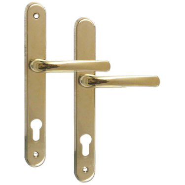 Click Here To Enlarge This Photo Of L18416 - Avocet Gold Espagnolette Handles - 92mm Centres - 215mm Screw Centres - 261mm Backplate
