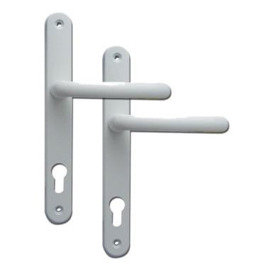 Click Here To Enlarge This Photo Of L18421 - Fab & Fix White Espagnolette Handles - 92mm Centres - 211mm Screw Centres - 243mm Backplate