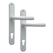 L18421 - Fab & Fix White Espagnolette Handles - 92mm Centres - 211mm Screw Centres - 243mm Backplate