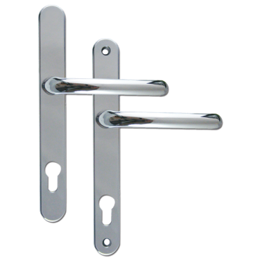 Click Here To Enlarge This Photo Of L18428 - Fab & Fix Silver Espagnolette Handles - 92mm Centres - 211mm Screw Centres - 243mm Backplate