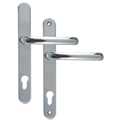 L18428 - Fab & Fix Silver Espagnolette Handles - 92mm Centres - 211mm Screw Centres - 243mm Backplate