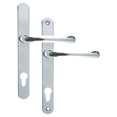 Click Here To Enlarge This Photo Of L18429 - Fab & Fix Polished Chrome Espagnolette Handles - 92mm Centres - 211mm Screw Centres - 243mm Backplate
