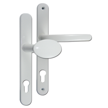 Click Here To Enlarge This Photo Of L18431 - Fab & Fix White Espagnolette Handles - 92mm Centres - 211mm Screw Centres - 243mm Backplate