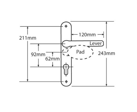 Click Here To Enlarge This Photo Of L18432 - Fab & Fix White Espagnolette Handles - 92/62mm Centres - 211mm Screw Centres - 243mm Backplate