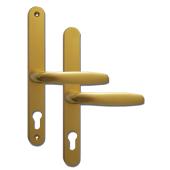 L18434 - Fullex Gold Espagnolette Handles - 68mm Centres - 215mm Screw Centres - 244mm Backplate