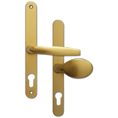 L18440 - Fullex Gold Espagnolette Handles - 68mm Centres - 215mm Screw Centres - 244mm Backplate