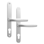 L18444 - Fullex White Espagnolette Handles - 68mm Centres - 215mm Screw Centres - 244mm Backplate