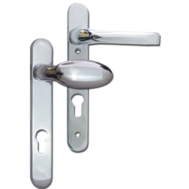 Click Here To Enlarge This Photo Of L18447 - MILA Polished Chrome Espagnolette Handles - 92mm Centres - 122mm Screw Centres - 220mm Backplate