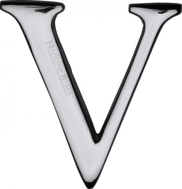 Click Here To Enlarge This Photo Of C1565 2 V-PC Heritage Brass Alphabet V Pin Fix 51mm (2") Polished Chrome Finish
