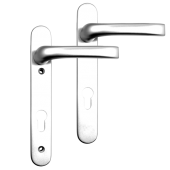 L18452 - MILA Polished Chrome Espagnolette Handles - 92mm Centres - 122mm Screw Centres - 220mm Backplate
