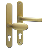 L18454 - MILA Gold Espagnolette Handles - 92/62mm Centres - 211mm Screw Centres - 240mm Backplate