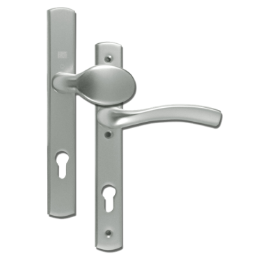 Click Here To Enlarge This Photo Of L18460 - WINKHAUS Silver Espagnolette Handles R/H - 92mm Centres - 214mm Screw Centres - 260mm Backplate