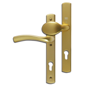 L18464 - WINKHAUS Gold Espagnolette Handles L/H - 92mm Centres - 214mm Screw Centres - 260mm Backplate