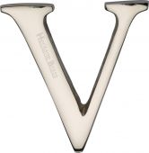 C1565 2 V-PNF Heritage Brass Alphabet V Pin Fix 51mm (2") Polished Nickel Finish