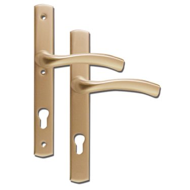 Click Here To Enlarge This Photo Of L18467 - WINKHAUS Gold Espagnolette Handles - 92mm Centres - 214mm Screw Centres - 260mm Backplate