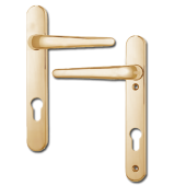 L23492 - ERA Gold Espagnolette Handles - 92mm Centres - 122mm Screw Centres - 221mm Backplate