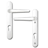 L23493 - ERA White Espagnolette Handles - 92mm Centres - 122mm Screw Centres - 221mm Backplate