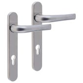 L24925 - MILA Satin Stainless Steel Espagnolette Handles - 92mm Centres - 210mm Screw Centres - 240mm Backplate