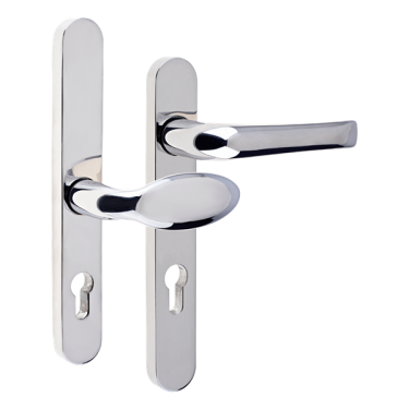 Click Here To Enlarge This Photo Of L24926 - MILA Polished Stainless Steel Espagnolette Handles - 92mm Centres - 210mm Screw Centres - 240mm Backplate