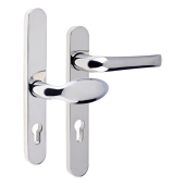 L24926 - MILA Polished Stainless Steel Espagnolette Handles - 92mm Centres - 210mm Screw Centres - 240mm Backplate
