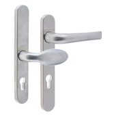 L24927 - MILA Satin Stainless Steel Espagnolette Handles - 92mm Centres - 210mm Screw Centres - 240mm Backplate