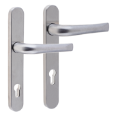 L24929 - MILA Satin Stainless Steel Espagnolette Handles - 92/62mm Centres - 210mm Screw Centres - 240mm Backplate