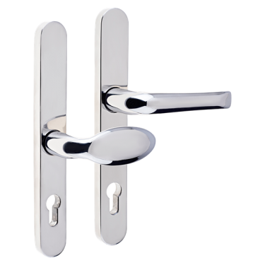 Click Here To Enlarge This Photo Of L24930 - MILA Polished Stainless Steel Espagnolette Handles - 92/62mm Centres - 210mm Screw Centres - 240mm Backplate
