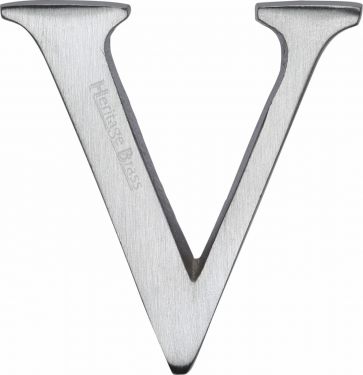 Click Here To Enlarge This Photo Of C1565 2 V-SC Heritage Brass Alphabet V Pin Fix 51mm (2") Satin Chrome Finish