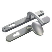 L25724 - Fab & Fix Polished Chrome Espagnolette Handles - 92mm Centres - 211mm Screw Centres - 243mm Backplate