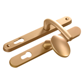 L25725 - Fab & Fix Gold Espagnolette Handles - 92mm Centres - 211mm Screw Centres - 243mm Backplate