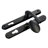 L25727 - Fab & Fix Black Espagnolette Handles - 92mm Centres - 211mm Screw Centres - 243mm Backplate