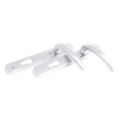 L25728 - Fab & Fix White Espagnolette Handles - 92mm Centres - 122mm Screw Centres - 206mm Backplate