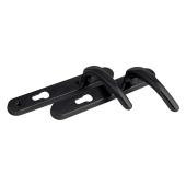 L25729 - Fab & Fix Black Espagnolette Handles - 92mm Centres - 122mm Screw Centres - 206mm Backplate