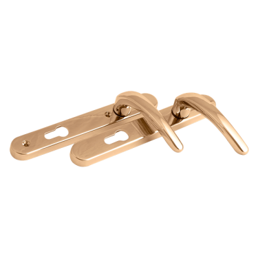 Click Here To Enlarge This Photo Of L25733 - Fab & Fix Gold Espagnolette Handles - 92mm Centres - 122mm Screw Centres - 206mm Backplate