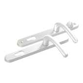 L25735 - Fab & Fix White Espagnolette Handles - 92/62mm Centres - 211mm Screw Centres - 243mm Backplate