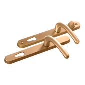 L25738 - Fab & Fix Gold Espagnolette Handles - 92/62mm Centres - 211mm Screw Centres - 243mm Backplate