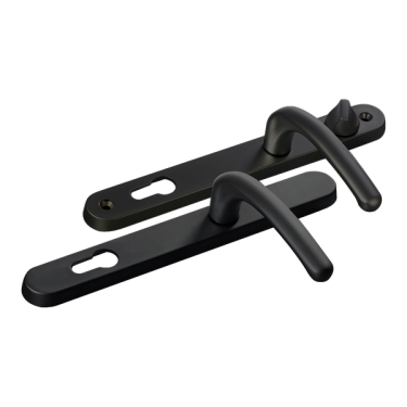 Click Here To Enlarge This Photo Of L25739 - Fab & Fix Black Espagnolette Handles - 92/62mm Centres - 211mm Screw Centres - 243mm Backplate