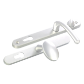 L25740 - Fab & Fix White Espagnolette Handles - 92/62mm Centres - 211mm Screw Centres - 243mm Backplate