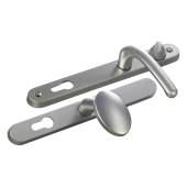L25741 - Fab & Fix Polished Chrome Espagnolette Handles - 92/62mm Centres - 211mm Screw Centres - 243mm Backplate