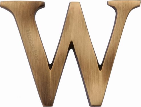 Click Here To Enlarge This Photo Of C1565 2 W-AT Heritage Brass Alphabet W Pin Fix 51mm (2") Antique Brass Finish