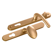 L25743 - Fab & Fix Gold Espagnolette Handles - 92/62mm Centres - 211mm Screw Centres - 243mm Backplate